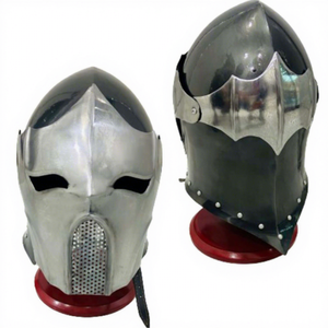 Barbuta Casque Armure Noir & Argent Design Casques de Chevalier Romain avec Doublure Intérieure 18 Gauge Fonctionnel Halloween Wearable Costume - Product Image 1