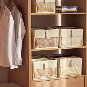 Boîte de rangement pour vêtements en coton et lin, rectangulaire, pliable, avec compartiments, empilable, style tiroir, pour armoire - Product Image 3