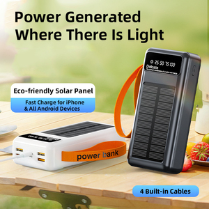 Banco de Energía Solar 2k5k con <span class=keywords><strong>4</strong></span> Cables de Carga Integrados, Lámpara LED para Camping, Cable Multifuncional, Batería Portátil Delgada, Carga Rápida PD de 22.5W - Product Image 6