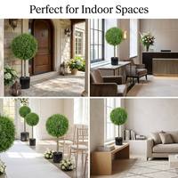 Boule de buis artificielle en pot avec tronc en bois naturel, décoration intérieure réaliste, fausse verdure