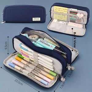 X415 Beyond Big Capacity Pencil <b>Bag</b>,3 Compartments Zipper Canvas Storage Pouch Marker Pen Kids School Pencil Case for Girls Kids - Product Image 4