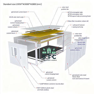 20-voet ademende prefab containerhuizen, glazen wanden, mobiele containerkantoren, modulaire microhuizen, slaapkamer, school - Product Image 5