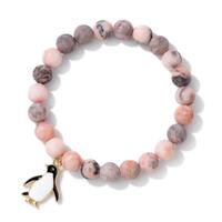 Bracelet artisanal en pierres naturelles avec breloque pingouin, pierre zèbre et turquoise bleue, simple, unisexe, cadeau, vente en gros