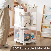 Étagère rotative à 360 degrés, étagère de rangement mobile à 2 niveaux, étagères de rangement sur roulettes pour la maison et le bureau