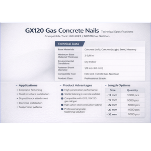 Clous à béton au gaz <span class=keywords><strong>GX3</strong></span> 17mm 20mm 22mm <span class=keywords><strong>pour</strong></span> pistolet à clous Hilty GX120 - Product Image 5