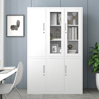 Armoire de rangement de bureau haute en métal, classeur de documents en acier avec portes vitrées, Archivador De Acero