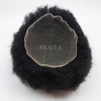 Perruque afro bouclée en cheveux humains, dentelle complète, 8 x 10, pièce de cheveux pour homme, toupet