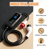 Écran LCD de 1,8 pouce, chargeur de voiture électrique portable 32A, puissance réglable, chargeur de voiture électrique 22 kW, chargeur EV portable
