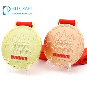 מדליית יצרנית באינטרנט מותאם אישית מתכת מדליוני זהב נחושת מצופה לוגו 3d מרתון ריצה ספורט מדליית עבור זוכה