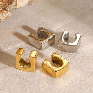 Fashion 316L Stainless Steel 14k 18k Pvd Gold Plated Fine <b>Cuff</b> <b>Earrings</b> Jewelry Non Piercing <b>Earrings</b> for Women - Product Image 2