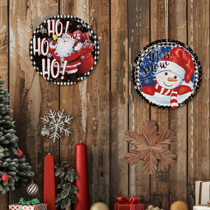 Putuo Decor-letrero de madera <span class=keywords><strong>redondo</strong></span>, placa colgante para puerta del hogar, Feliz Navidad - Product Image 1