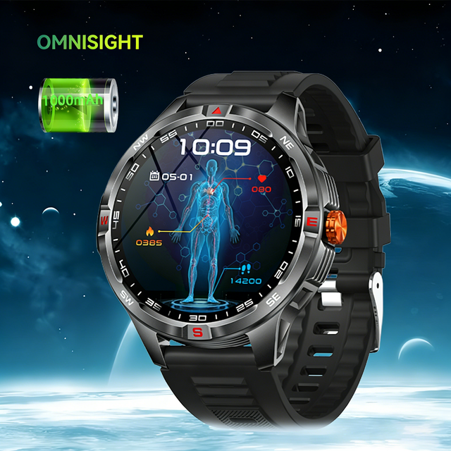 2026 New V45 Outdoor 1000mAh Battery Smartwatch Unisex 1.46'' TFT Display GPS NFC Compass IP68 Waterproof Health Tracking Sports