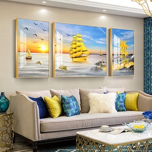 Pittura di cristallo leggera della porcellana del diamante della barca <span class=keywords><strong>a</strong></span> <span class=keywords><strong>vela</strong></span> di lusso leggera per la decorazione del fondo del sofà del salone - Product Image 4