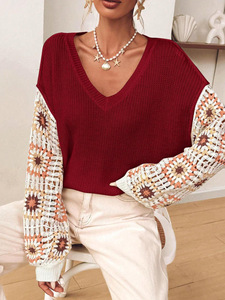 <span class=keywords><strong>Pull</strong></span> en tricot ajouré noir pour femme, motif carré <span class=keywords><strong>Granny</strong></span> multicolore au <span class=keywords><strong>crochet</strong></span>, manches longues, style bohème vintage, léger et oversize - Product Image 1