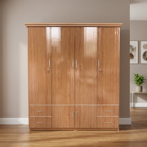 Vietnamese Convertible Wooden <b>Wardrobes</b> Freestanding Moistureproof 4 Doors Wood Grain Finish Size 165x180x46cm for Apartments - Product Image 2