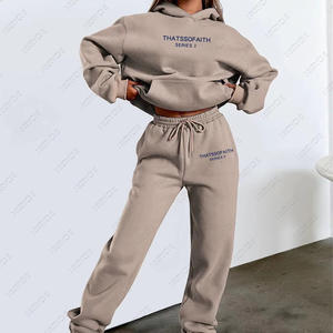 Sweat-shirt à capuche pour femme personnalisé unisexe avec fermeture éclair 100% coton Jogger Set Winter Print Hoodies & Sweat Sets Logo - Product Image 4