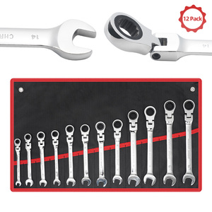 12-Piece Metric Flex-Head Ratchet Wrench Set, Multi-Size (8-19mm) <b>Ratcheting</b> <b>Spanner</b> Kit with Flexible Head - Product Image 3