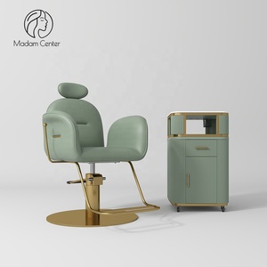 Sillón de Peluquería Reclinable Madamcenter, Elegante, de Cuero Sintético, Giratorio 360 Grados, Reclinable, con Altura Ajustable - Product Image 1