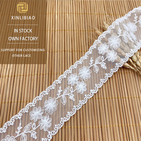 Dentelle de maille de soie de lait soluble dans l'eau brodée accessoires de vêtement jupe ourlet dentelle de maille