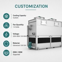 Condenseur évaporatif industriel avec ventilateur axial et système de refroidissement par pulvérisation d'eau pour l'installation de stockage frigorifique à l'ammoniac