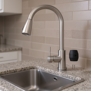 Grifo de cocina moderno de arco alto con una sola manija, rociador extraíble, de acero inoxidable, montado en encimera, de 23.6 pulgadas para fregaderos - Product Image 2