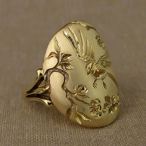 Anillo con Sello de Flor de Golondrina de Estilo Chino Tradicional, Joyería con Incrustaciones de Oro, Regalo - Product Image 4