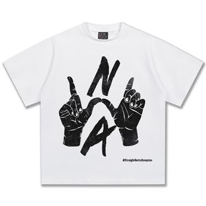 เสื้อยืดลายเกล็ดหิมะบนถนนแนวสตรีทท่าทางของ2025สำหรับผู้ชายพิมพ์หมึกสีขาวทรงหลวมแขนสั้น300กรัม - Product Image 3