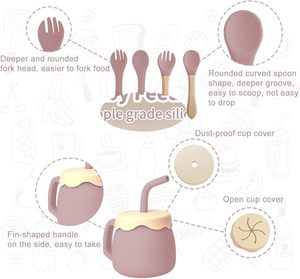 Vichi OEM/Odm Kids Dining Free Baby Feeding Set Baberos Platos Cuencos Cucharas Suministros para bebés Accesorios para niños <span class=keywords><strong>Productos</strong></span> de silicona para bebés - Product Image 4