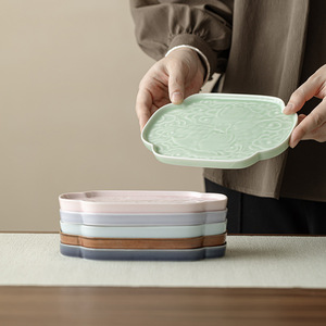 Guanlan <b>Ceramics</b> Begonia Fruit <b>Plate</b> Irregular Porcelain Tea Snack <b>Plate</b> Home Party Use - Product Image 1