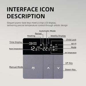 Thermostat intelligent WiFi programmable avec affichage de l'heure, commande vocale via application, pour chaudière à <span class=keywords><strong>gaz</strong></span>, chauffe-eau <span class=keywords><strong>et</strong></span> chauffage électrique au sol, avec bouton - Product Image 3