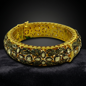 Beautiful Diamond <b>Silver</b> 22k Gold Plated Chunky Victorian Bangle Stylish Party Occasion - Product Image 1