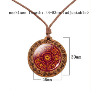 Collana pendente in legno con Mandala in legno intagliato a mano-cordone naturale, stile Boho Yoga regalo di meditazione - Product Image 5