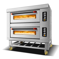 Four à convection électrique commercial à deux niveaux, pour la cuisson du pain et des gâteaux, en acier inoxydable, four à pizza au gaz, portable, facile à utiliser, pour boulangerie