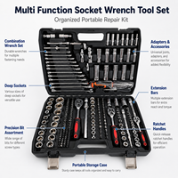 Ensemble d'outils de réparation automobile de 216 pièces, kit de clés à douilles avec étui rigide OEM 1 ensemble