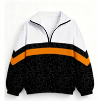 Sweat-shirt unisexe personnalisé à col zippé mi-long ou quart de zip, motif léopard, blocs de couleur, écologique, respirant, impression de logo, grandes tailles, printemps, faible MOQ