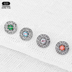 <b>Titanium</b> <b>Stud</b> Earrings 7mm Round Geometric Design Prong Set Crystal Piercing Jewelry For Daily Wear - Product Image 2