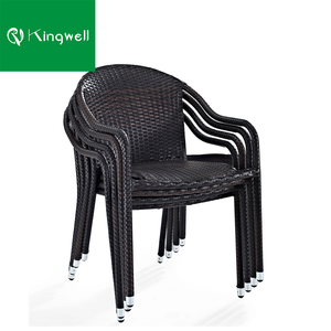 Sedia da Pranzo Impilabile in <span class=keywords><strong>Vimini</strong></span> e Rattan per Esterni con Braccioli - Product Image 3