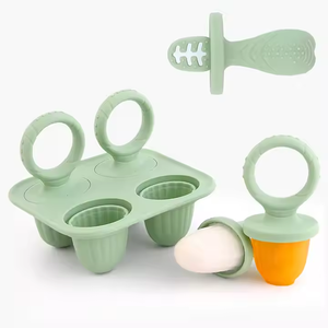 Silicone Popsicle khuôn trẻ mới biết đi mọc răng cứu trợ khay đá khuôn với nắp <span class=keywords><strong>Ice</strong></span> Pop khuôn Teether đào tạo muỗng - Product Image 1