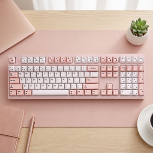 Nouveau clavier mécanique silencieux HengYu sans fil, triple mode, 108 touches, USB Type-C, Cherry Axis, pleine taille, anti-ghosting, sans rétroéclairage, rose - Product Image 1