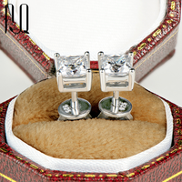 PYQ Moissanite anting persegi perak Hawaii, anting bunga perak Moissanite 925 Sterling untuk wanita