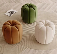 Tabouret de maquillage blanc rond avec rangement, pouf de salon rond