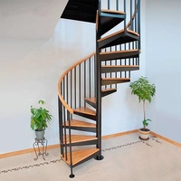 Escalier hélicoïdal moderne en métal pour villa, appartement, cuisine, extérieur, facile à installer, durable, avec marches en acier et bois