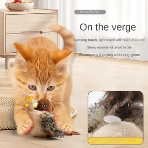 Jouet interactif moderne Simulation d'oiseau hérisson Capybara molaires drôle bâton en peluche chats toucher Induction fonction sonore soulage - Product Image 4