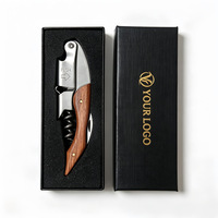 Tire-bouchon de Sommelier Haut de Gamme avec Manche en Bois, Étui en Cuir et Coffret Cadeau – Ouvre-Bouteille en Acier Inoxydable pour Bar et Restaurant