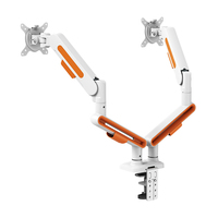 Support d'écran double bras à ressort à gaz pour écrans de 10 à 42 pouces, support de bureau en aluminium, couleurs personnalisées avec gestion des câbles