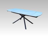 Table à manger moderne et minimaliste de style nordique avec plateau en céramique en pierre frittée et pieds métalliques fixes, mécanisme d'extension - Offre Spéciale