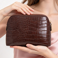 Trousse de Maquillage Demi-Lune pour Femme, Idée Cadeau de Noël, Étui de Toilette Étanche en Cuir Végétalien, Vente en Gros, Logo Personnalisé