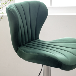 Upholstered <b>Adjustable</b> Swivel Barstools in Green, Set of 2 - Product Image 3