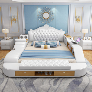 Muebles de solución de fábrica, cama de masaje de cuero, marco de madera, cama <span class=keywords><strong>king</strong></span> - Product Image 2