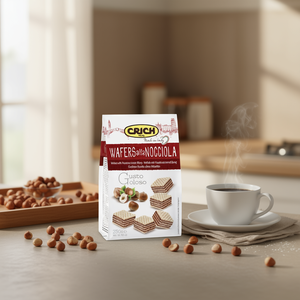 <b>Sweet</b> Cocoa Filled Hazelnut Wafers in CRICH Bag <b>Packaging</b> 250g Crispy Square Shape Roll Stamping Process Biscuits - Product Image 3